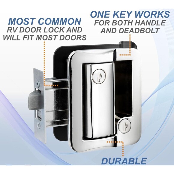 Road & Home RVP165 RV Entry Deadbolt Lock Chrome Plated 1 Pack with Keys -NEW - Picture 11 of 16